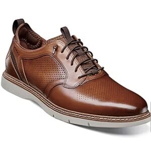 Stacy Adams Sync Plain Toe Lace‎ Up Sneaker Shoes Leather Brown 25662-215 size 9